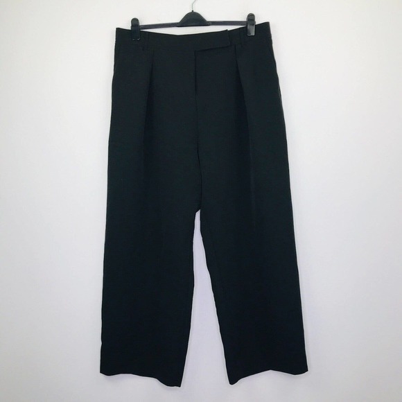 River Island Women's 22 Dress Pants Black Pleated Wide Leg Trousers Solid DB27 - Picture 1 of 5